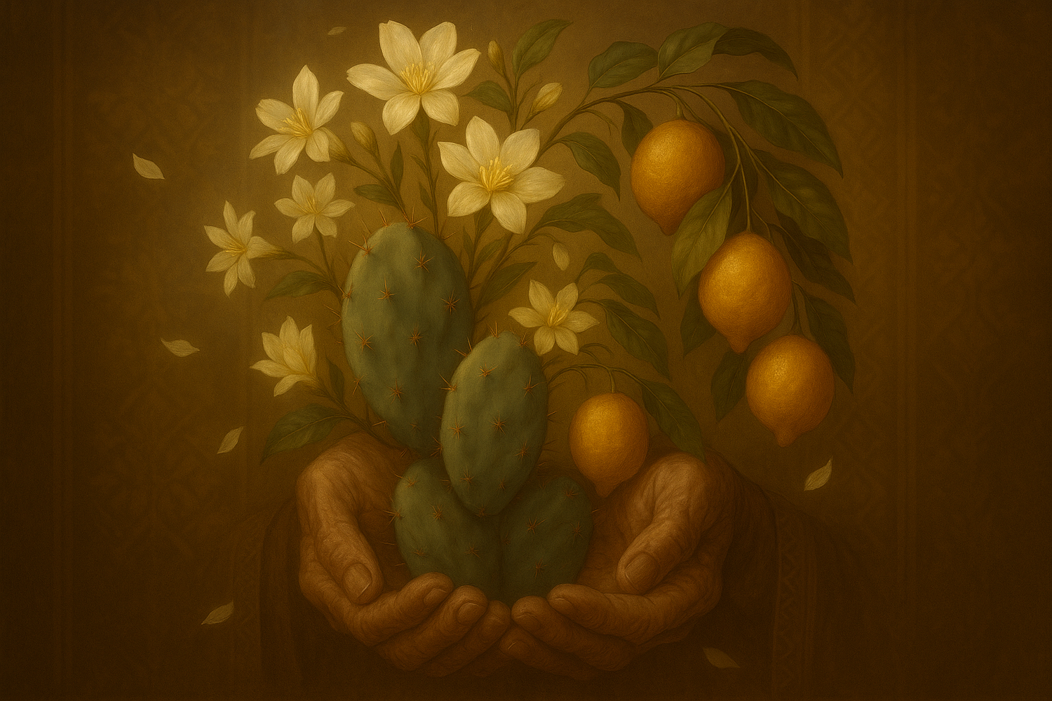 add to this design an old man hands that carries the cactus